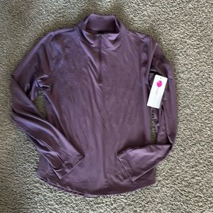 NEW! Yoga Half -Zip Pullover, Light Purple Color, Thumb Hole Opening Size large